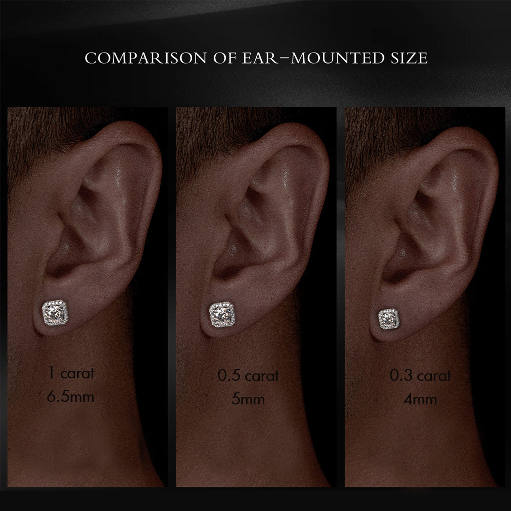 Men's Moissanite Square s925 Stud Earrings