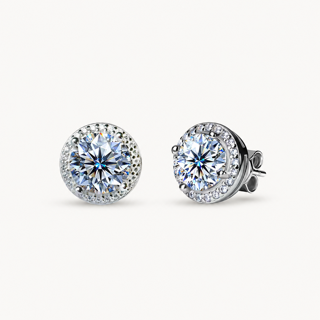 Men's Round Moissanite Stud Earrings