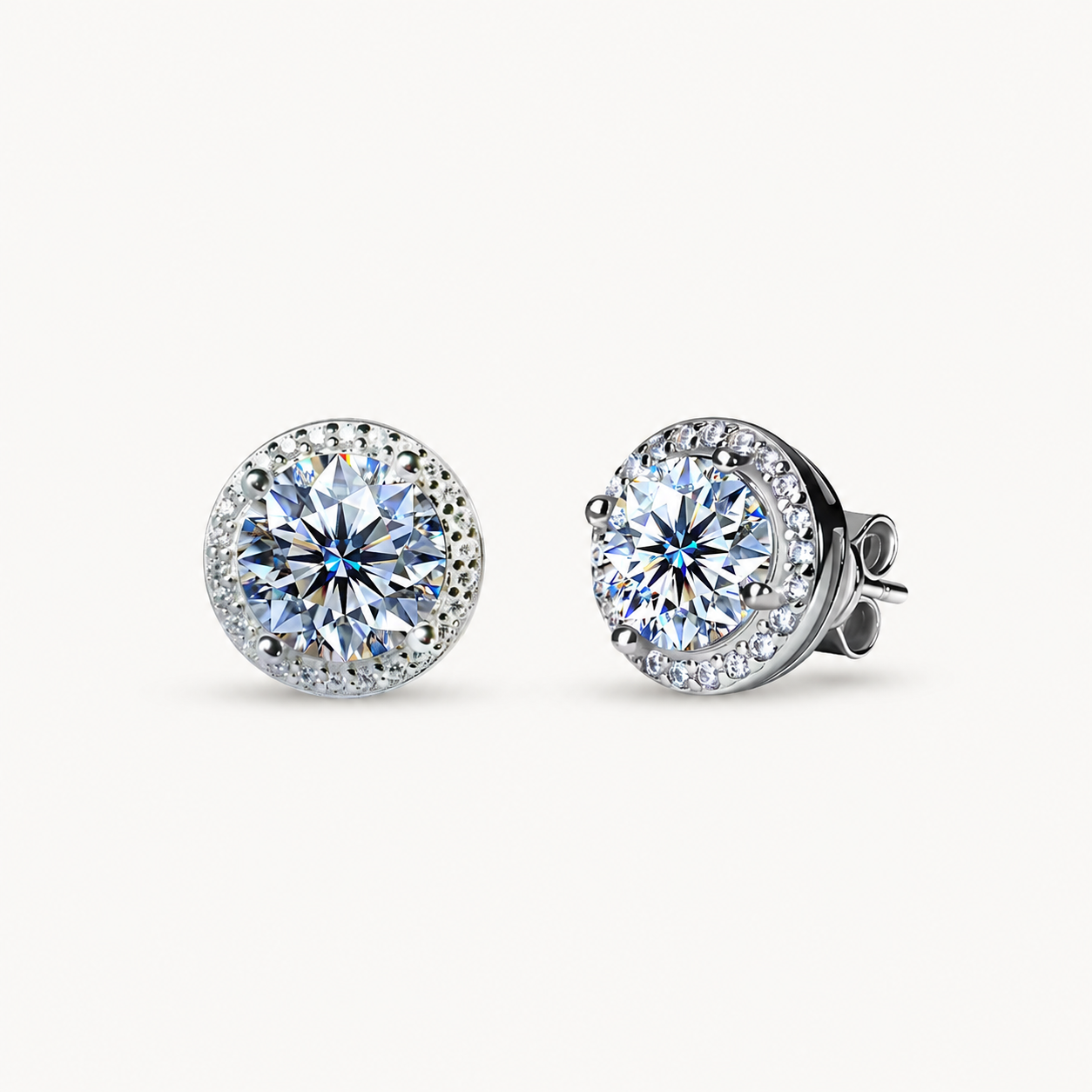 Men's Round Moissanite Stud Earrings