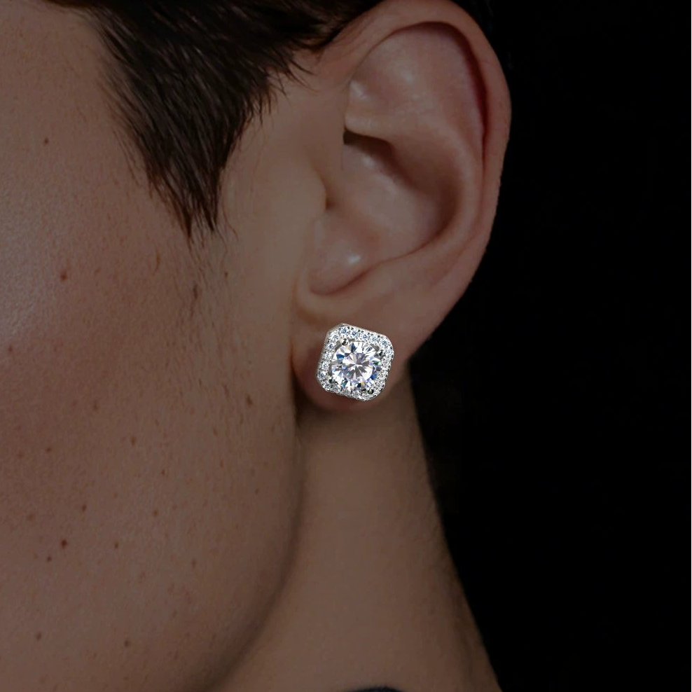 Men's Moissanite Square s925 Stud Earrings