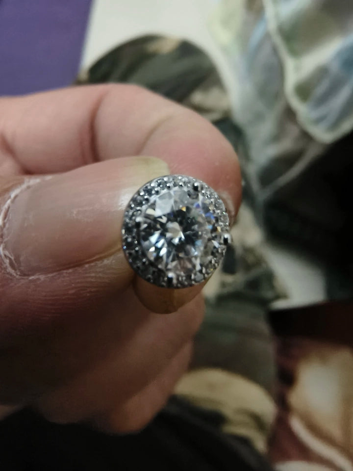 Men's Round Moissanite Stud Earrings