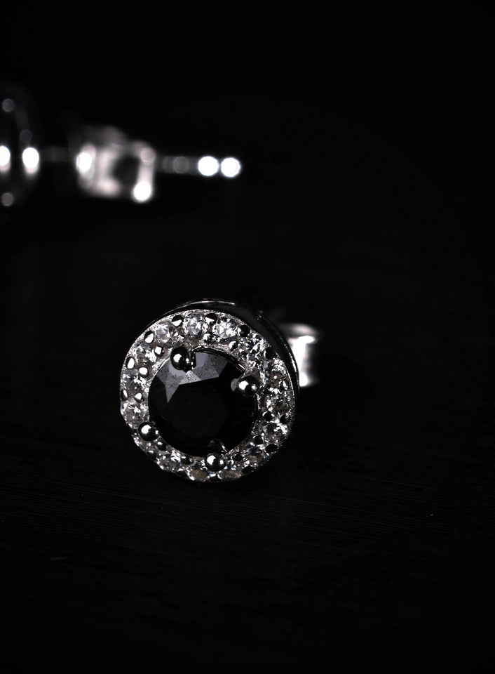 Men's Black Moissanite s925 Stud Earrings