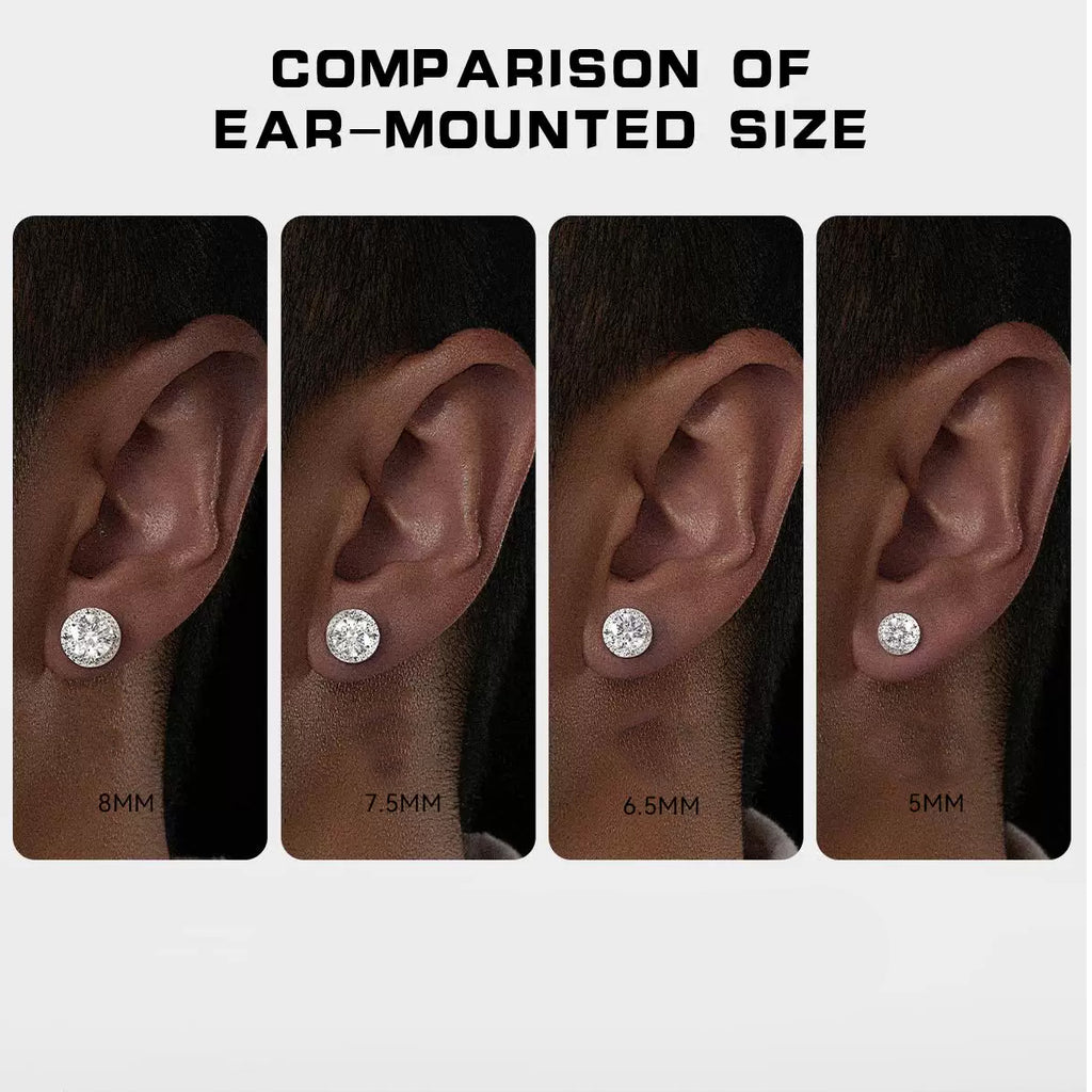 Men's Round Moissanite Stud Earrings