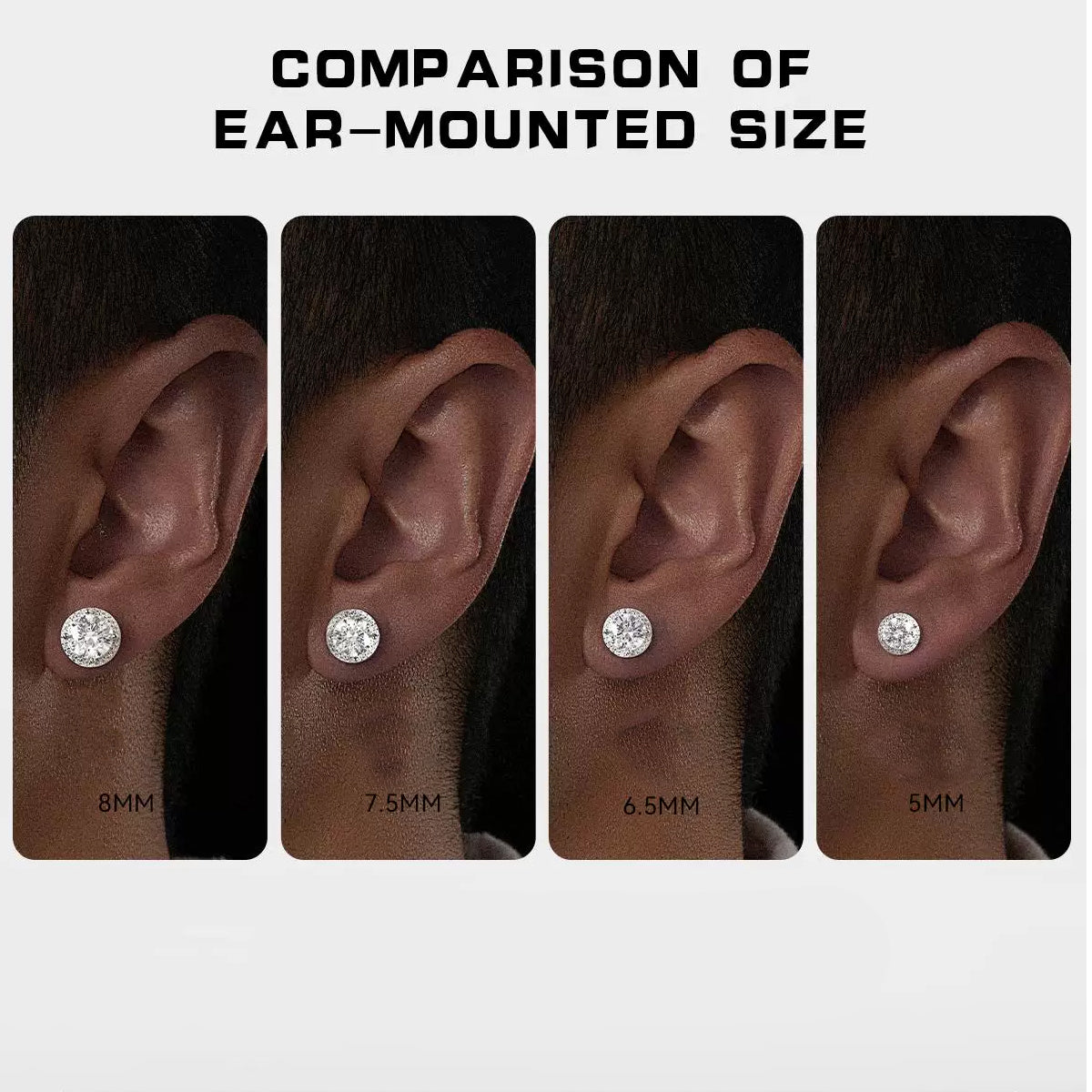 Men's Round Moissanite Stud Earrings