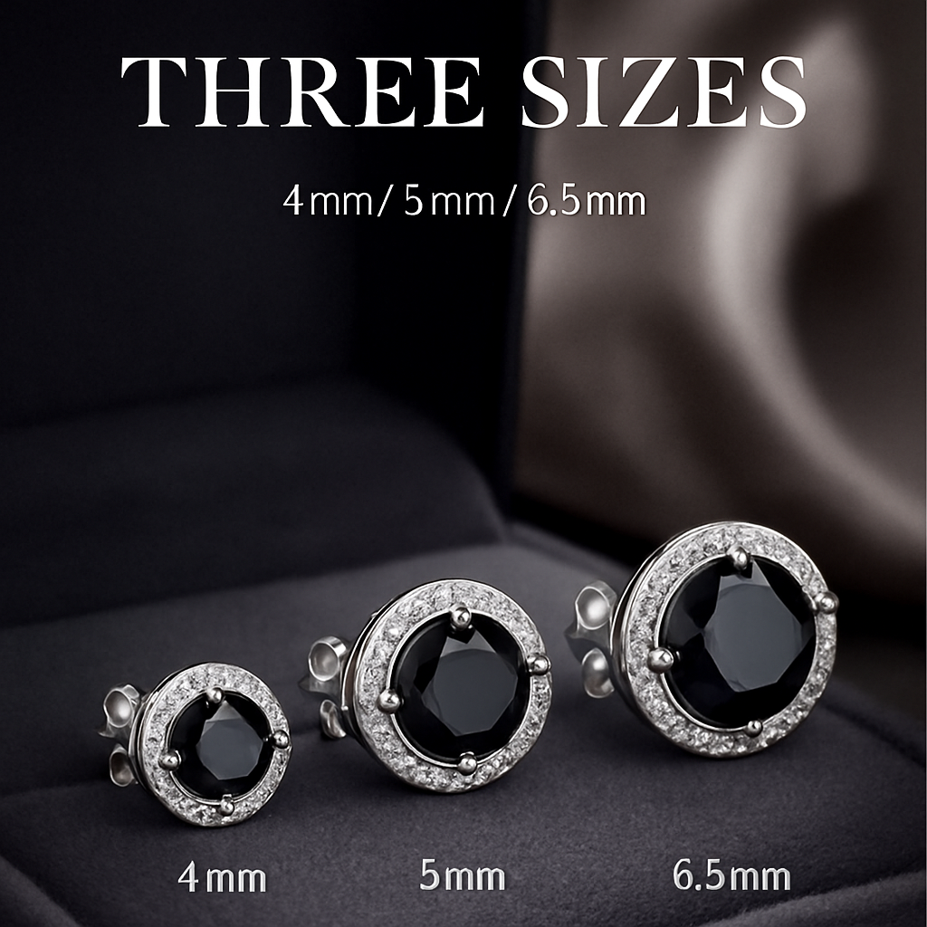 Men's Black Moissanite s925 Stud Earrings