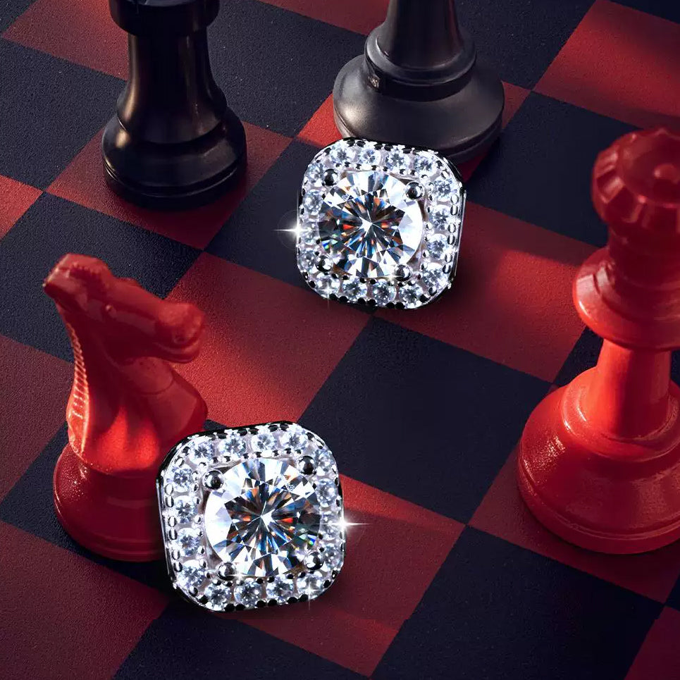 Men's Moissanite Square s925 Stud Earrings