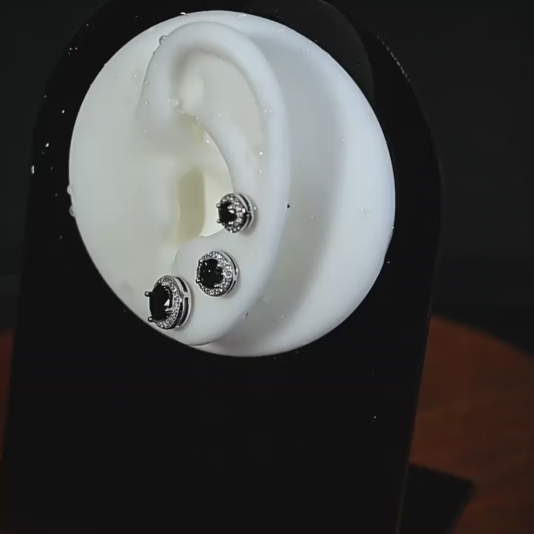 Men's Black Moissanite s925 Stud Earrings
