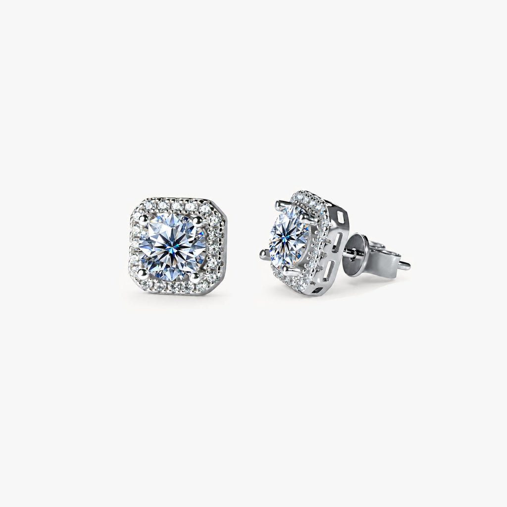 Men's Moissanite Square s925 Stud Earrings